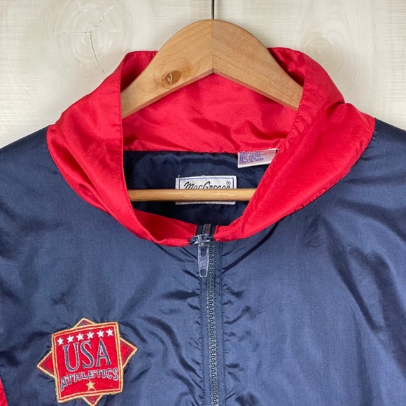 Vintage MacGregor Men’s Full Zip Nylon Track Jacket USA Athletics Patriotic XL - Picture 2 of 11